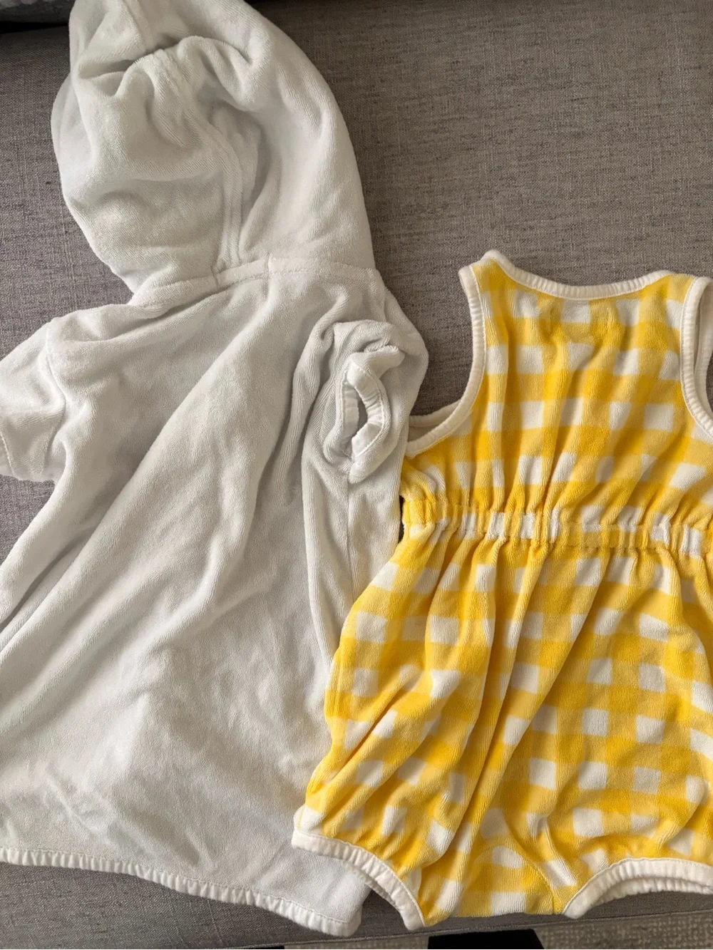 Ralph Lauren Terry Swim Bundle - Hooded Zip Coverup & Yellow Gingham Baby Romper